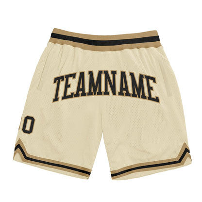 Custom Cream Black-Old Gold Authentic Throwback Basketball Shorts