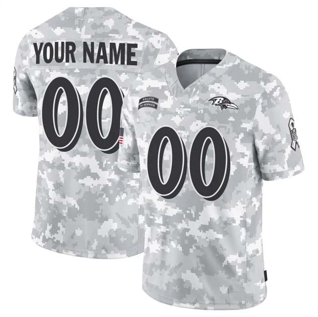 Custom B.Ravens Active Player 2024 F.U.S.E Arctic Camo Salute To Service Limited Stitched Football Jersey