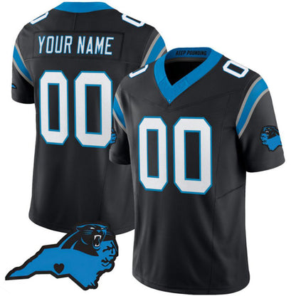 Custom Carolina Panthers 2024 Black Vapor F.U.S.E. Limited Carolina Patch All Stitched Jersey