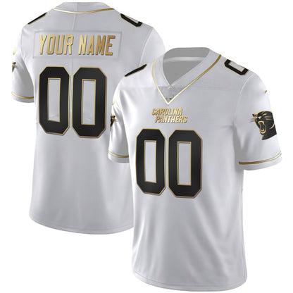 Custom Carolina Panthers 2024 Gold White Fashion Vapor F.U.S.E. Limited Football All Stitched Jersey