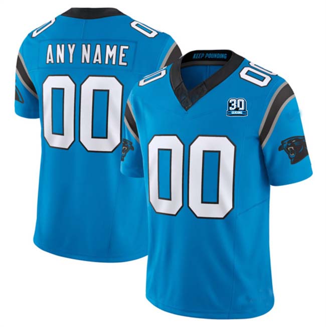 Custom C.Panthers Active Player Blue 2024 30th Anniversary Patch F.U.S.E. Vapor Limited Stitched Football Jersey