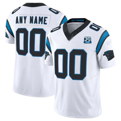 Custom C.Panthers Active Player White 2024 30th Anniversary Patch F.U.S.E. Vapor Limited Stitched Football Jersey