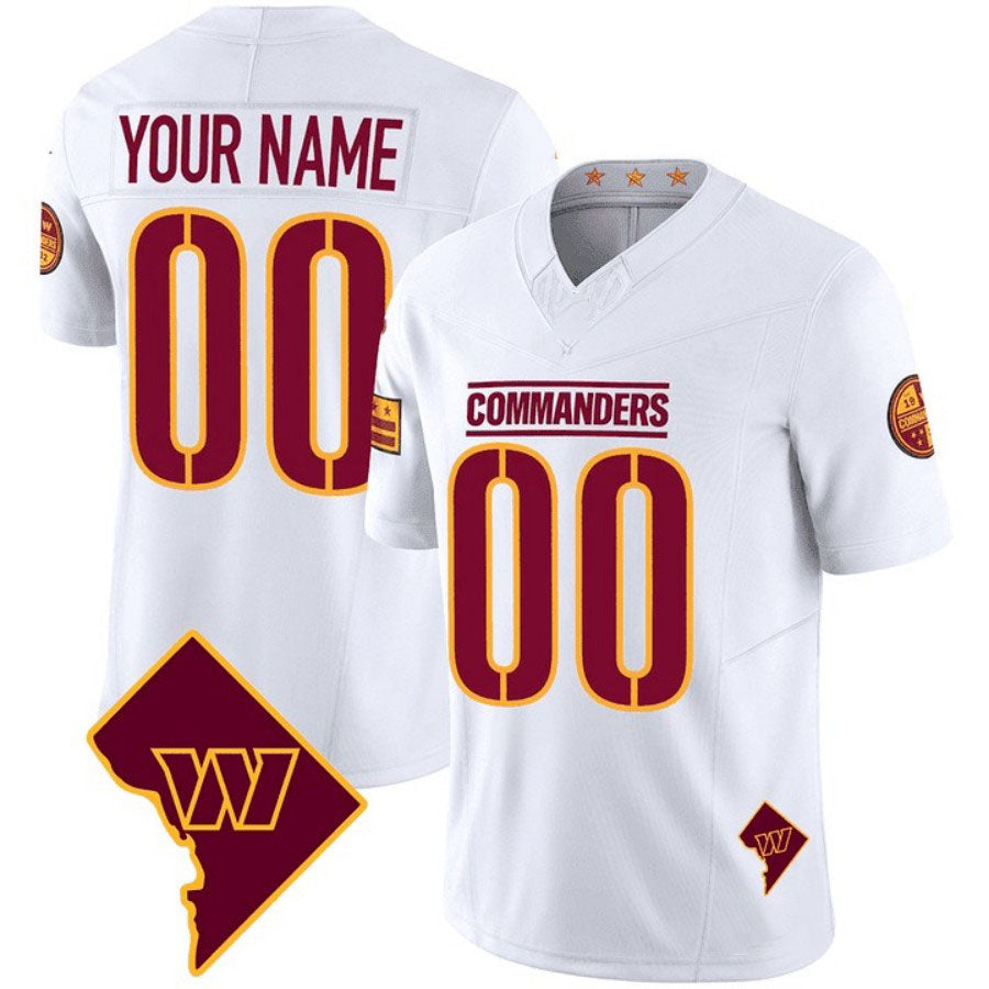 Custom W.Commanders White W Patch Vapor F.U.S.E Limited Stitched Football Jersey V4