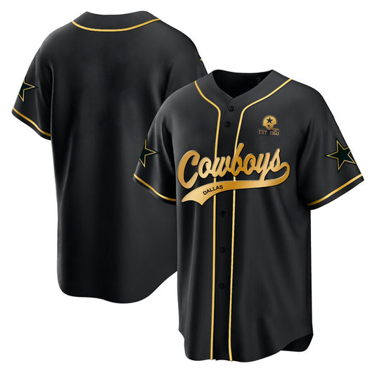 Custom D.Cowboys Black Gold Baseball Stitched Jersey