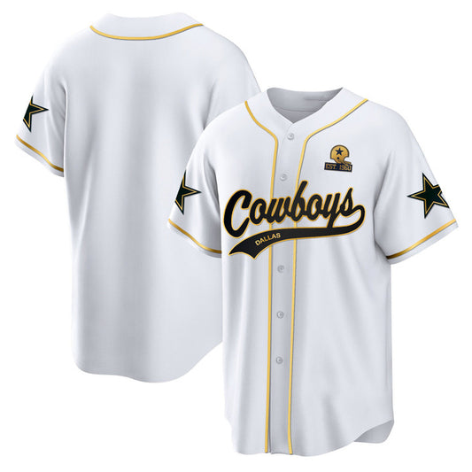 Custom D.Cowboys Gold White Baseball Stitched Jersey