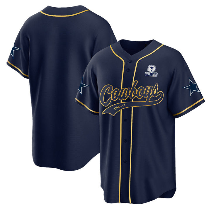 Custom D.Cowboys Navy Baseball Stitched Jersey