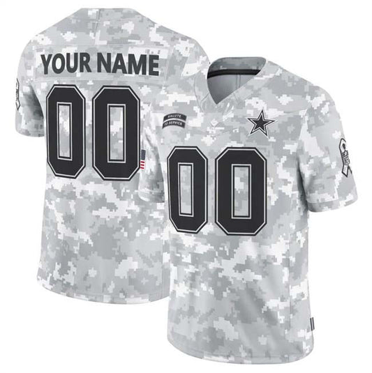 Custom D.Cowboys Active Player 2024 F.U.S.E Arctic Camo Salute To Service Limited Stitched Football Jersey