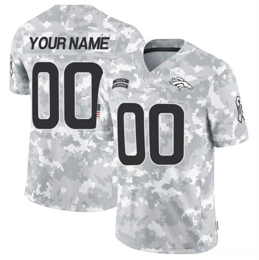 Custom D.Broncos Active Player 2024 F.U.S.E Arctic Camo Salute To Service Limited Stitched Football Jersey