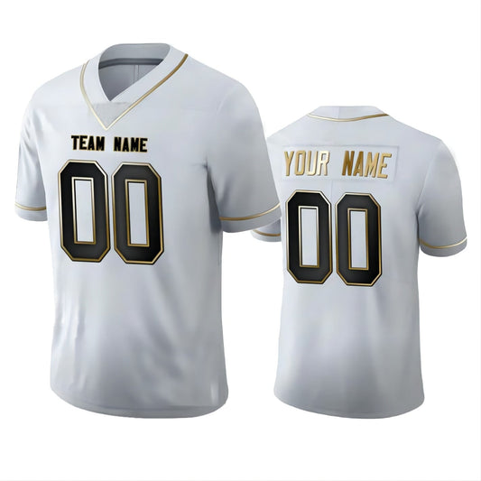 Custom W.Commanders Any Team and Number and Name White Golden Edition American Jerseys Stitched Jersey Football Jerseys