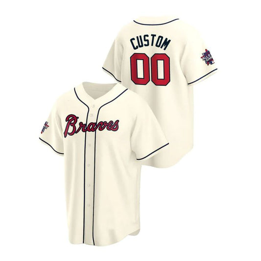 Custom Atlanta Braves Cream Men Youth Women Team Name Number Birthday gift 2021 All Star Stitched  Baseball Jerseys