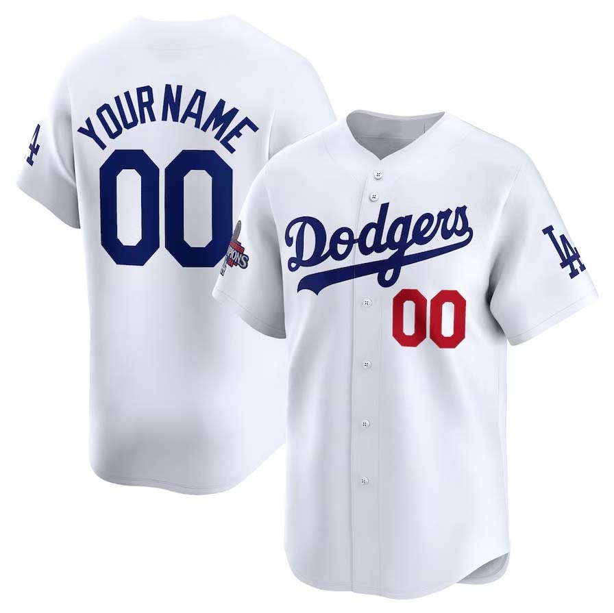 Custom Los Angeles Dodgers White 2024 World Series Champions Home Limited Stitched Baseball Jersey