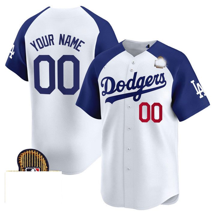 Custom Los Angeles Dodgers White Royal 2024 World Series Limited Stitched Baseball Jersey