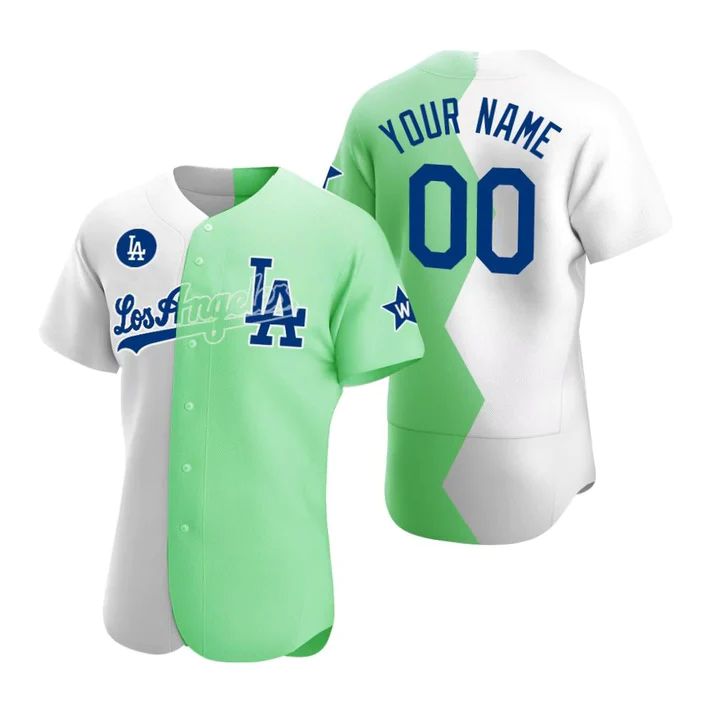 Baseball Jerseys Custom Los Angeles Dodgers jersey 2022 All Star Celebrity Softball Game White Green Split Baseball Anniversary Gift Men