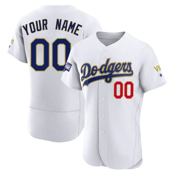 Baseball Jerseys Custom Los Angeles Dodgers White Gold Program Stitched Baseball Jersey