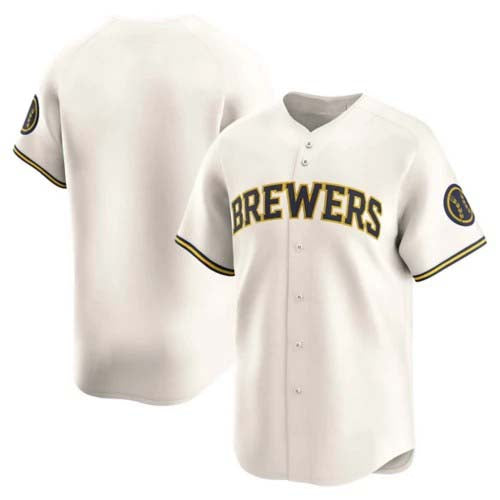 Custom Milwaukee Brewers Cream Home Limited Baseball Jersey