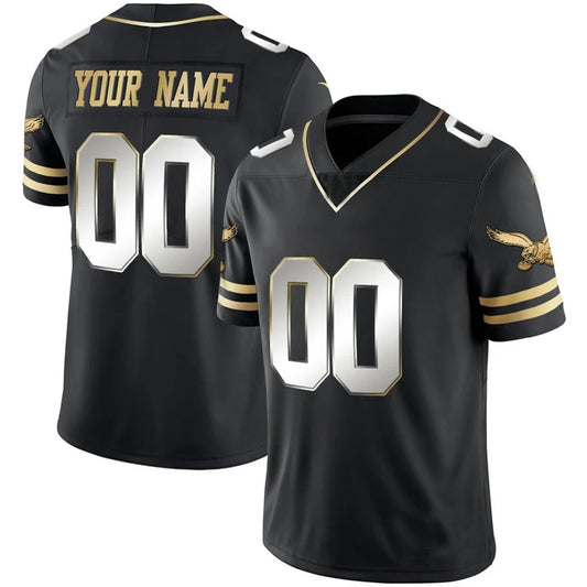 Custom P.Eagles Black Gold Golden Limited New Football Stitched Jersey