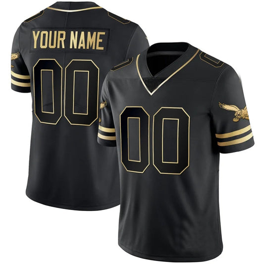 Custom P.Eagles Black Golden Limited New Football Stitched Jersey