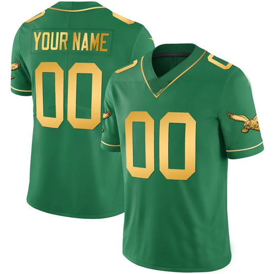 Custom P.Eagles Fashion Green Gold Limited Football Stitched Jersey