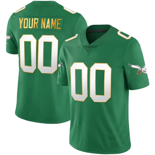 Custom P.Eagles Fashion Green Gold Name Limited Football Stitched Jersey