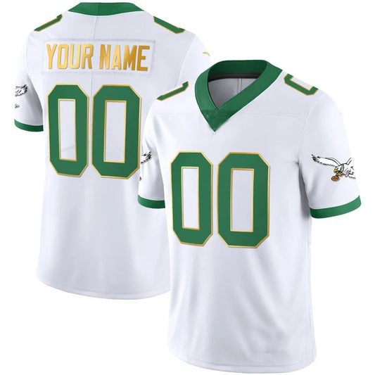 Custom P.Eagles Fashion White Gold Name Limited Football Stitched Jersey