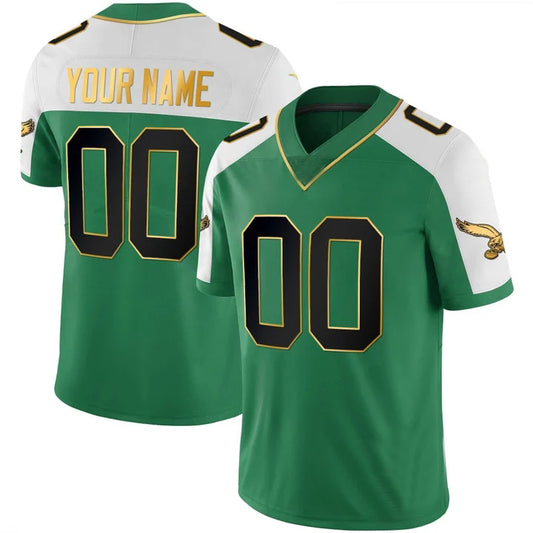 Custom P.Eagles Fashion White Green Gold Limited Football Stitched Jersey