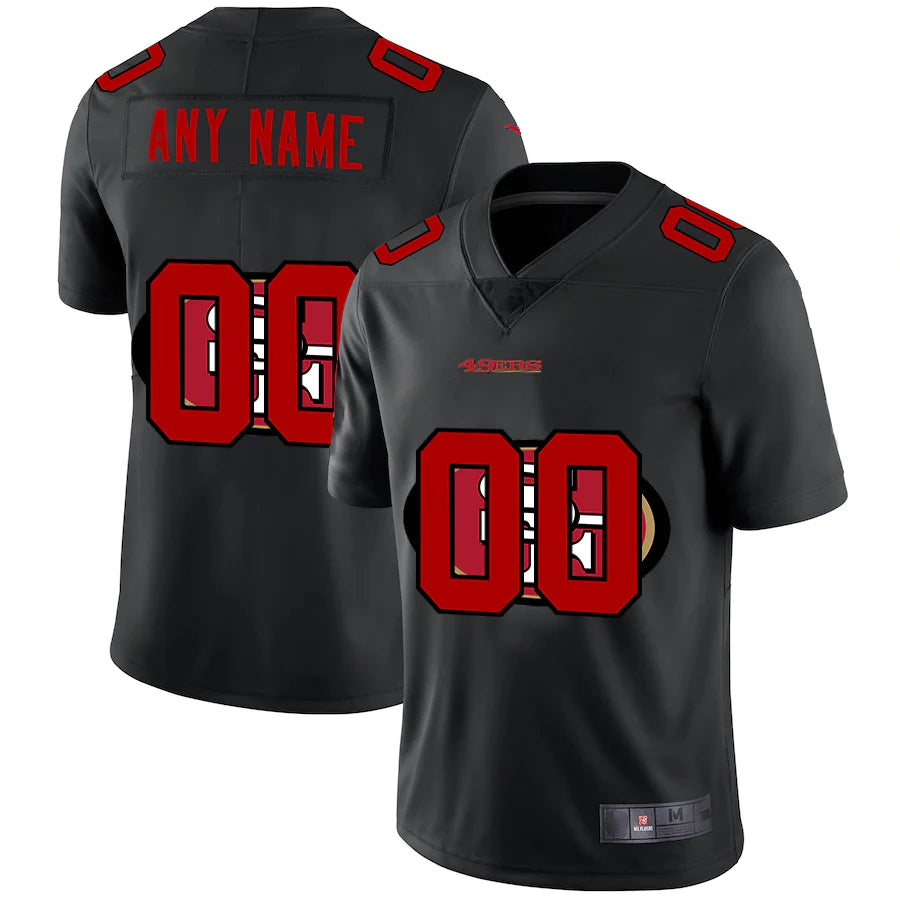 Custom San Francisco 49ers Team Logo Dual Overlap Limited Black Stitched Jerseys
