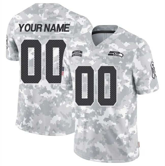 Custom S.Seahawks Active Player 2024 F.U.S.E Arctic Camo Salute To Service Limited Stitched Football Jersey