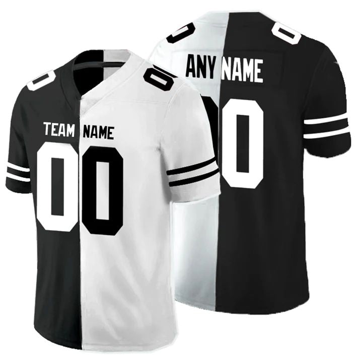 Custom NE.Patriots Any Team Black And White Peaceful Coexisting  Stitched American Football Jerseys