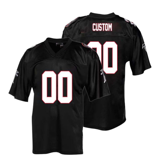 Custom Throwback Atlanta Falcons Stitched Black M&N 1990 Retired Jersey
