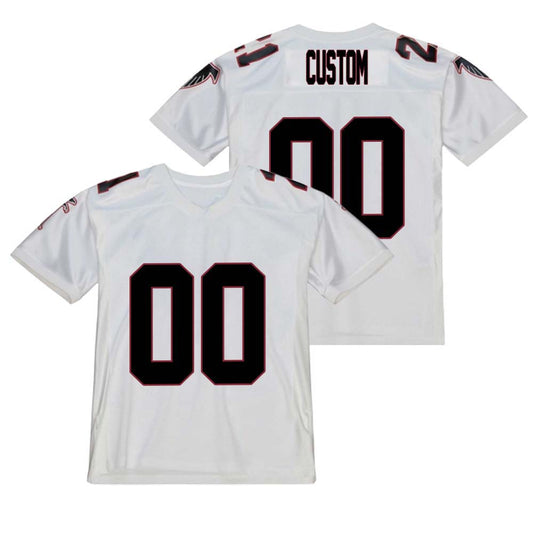 Custom Throwback Atlanta Falcons Stitched White M&N 2004 Retired Jersey