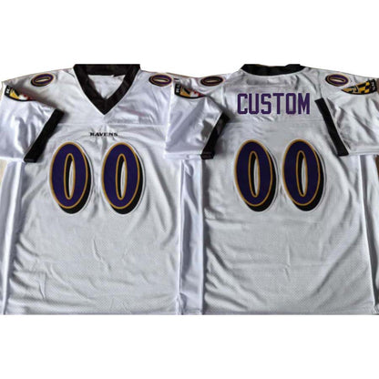 Custom Throwback Baltimore Ravens Stitched White M&N Retired Football Jersey