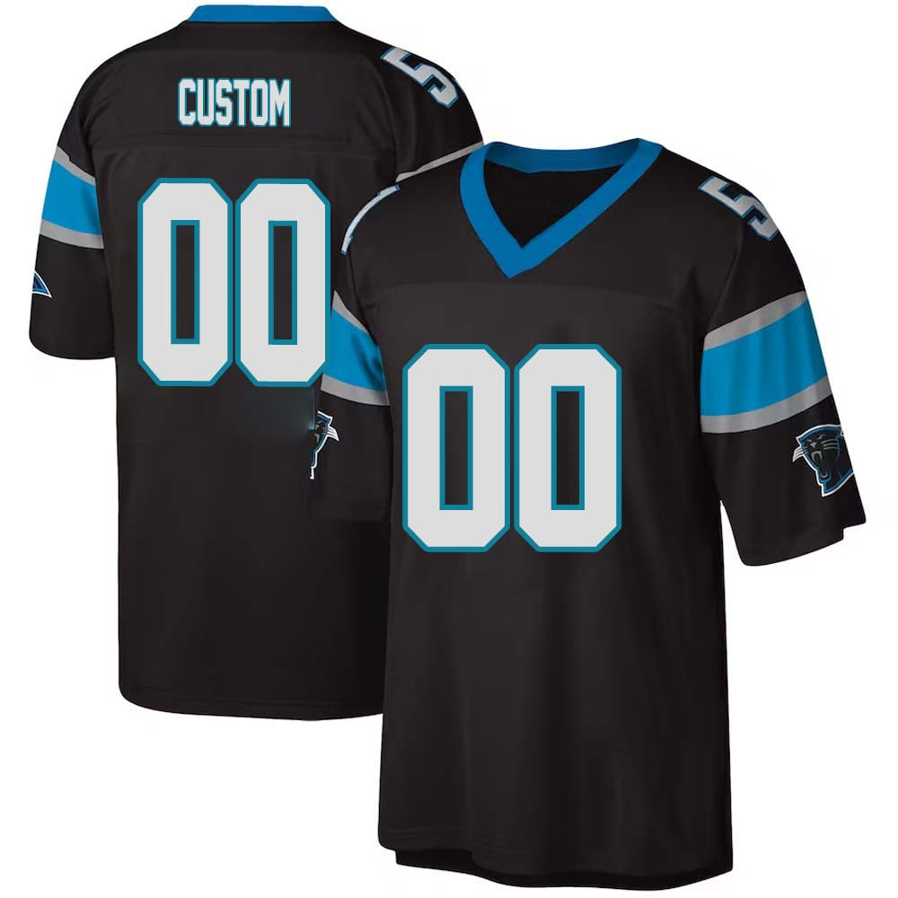 Custom Throwback Carolina Panthers Stitched Black M&N Retired Football Jersey