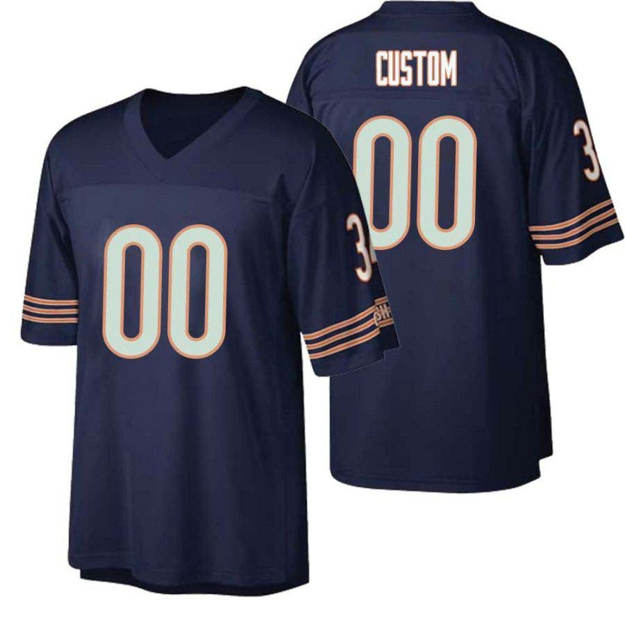 Custom Throwback Chicago Bears Stitched Navy M&N Retired Football Jersey