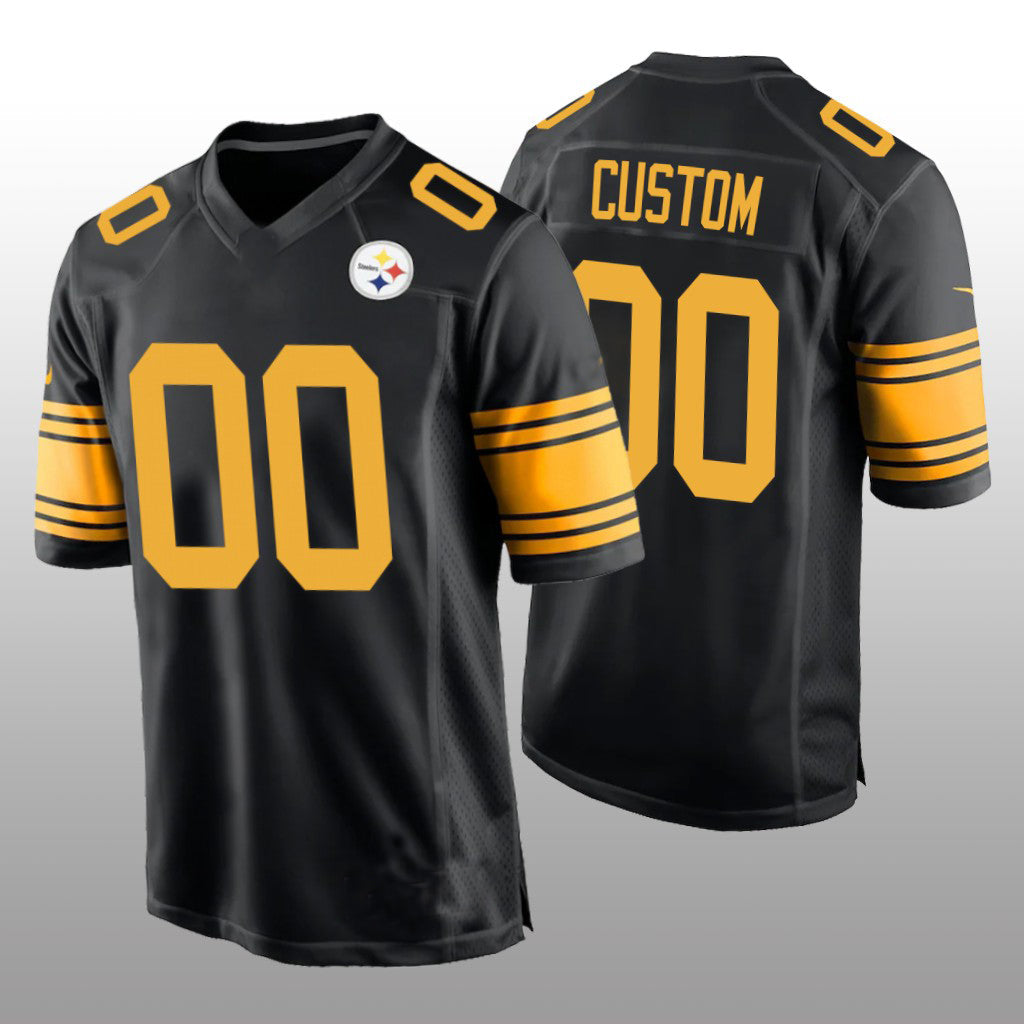 Custom  P.Steelers Black Alternate Game Jersey Stitched American Football Jerseys