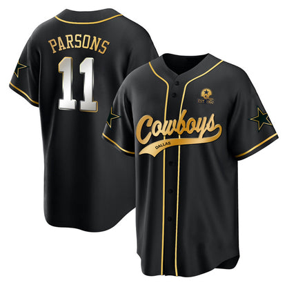 D.Cowboys #11 Micah Parsons Black Gold Baseball Stitched Jersey