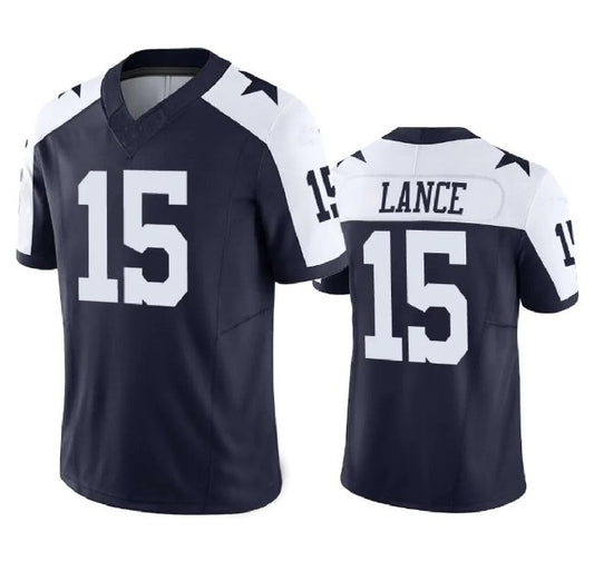 D.Cowboys #15 Trey Lance Navy 2023 Thanksgiving Limited Stitched Football Jersey