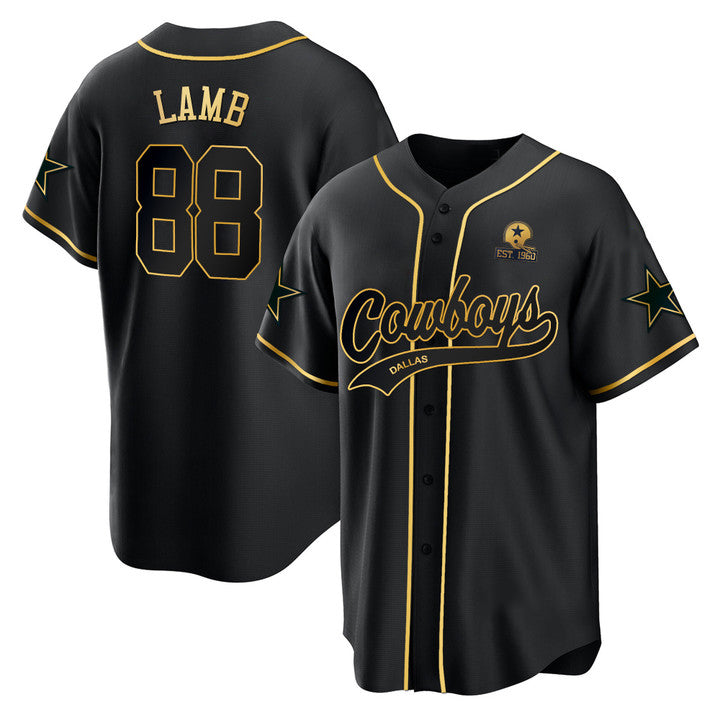 D.Cowboys #88 CeeDee Lamb Black Baseball Stitched Jersey