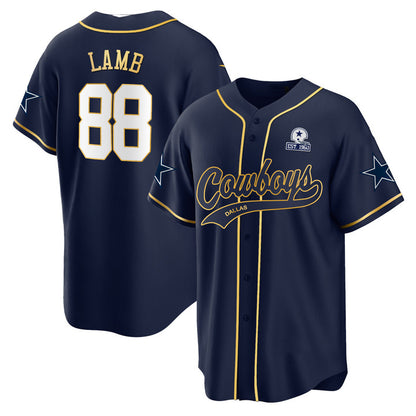 D.Cowboys #88 CeeDee Lamb Navy Baseball Stitched Jersey