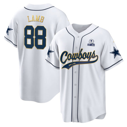 D.Cowboys #88 CeeDee Lamb White Baseball Stitched Jersey