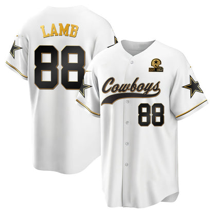 D.Cowboys #88 CeeDee Lamb White Gold Baseball All Stitched Jerseys