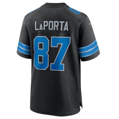 D.Lions #87 Sam LaPorta Black 2nd Alternate Game Jersey American Football Jerseys