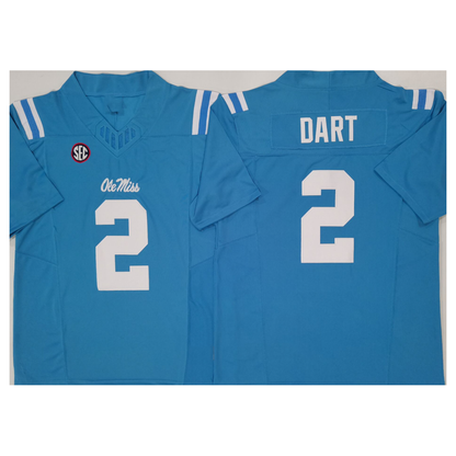 O.Miss Rebels #2 Jaxson Dart Blue Vapor F.U.S.E. Limited Football Stitched American College Jerseys