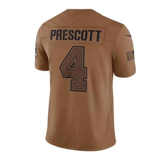 D.Cowboys #4 Dak Prescott Brown 2023 Salute To Service Limited Jersey Stitched American Football Jerseys