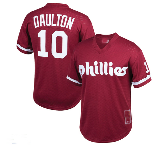 Philadelphia Phillies #10 Darren Daulton Mitchell & Ness Cooperstown Collection Mesh Batting Practice Jersey - Burgundy Baseball Jerseys