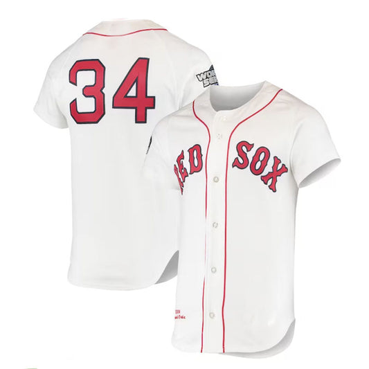 Boston Red Sox  #34 David Ortiz Mitchell & Ness 2004 Cooperstown Collection Home Authentic Jersey - White Baseball Jerseys