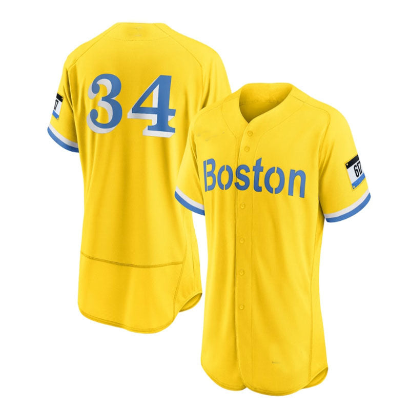 Boston Red Sox  #34 David Ortiz  City Connect Authentic Player Jersey - Gold Baseball Jerseys