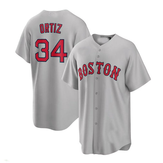 Boston Red Sox  #34 David Ortiz  Road Replica Player Jersey - Gray Baseball Jerseys