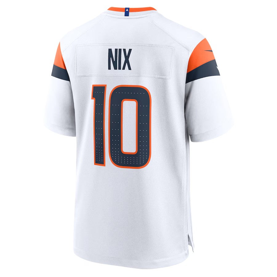 D.Broncos #10 Bo Nix 2024 Draft First Round Pick Player Game Jersey - White American Football Jerseys