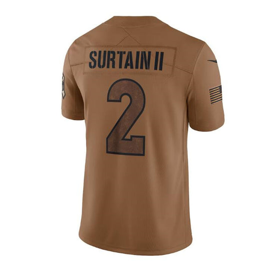 D.Broncos #2 Patrick Surtain II  Brown 2023 Salute To Service Limited Jersey Stitched American Football Jerseys