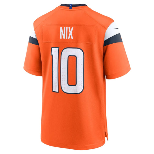 D.Broncos #10 Bo Nix 2024 Draft First Round Pick Player Game Jersey - Orange American Football Jersey